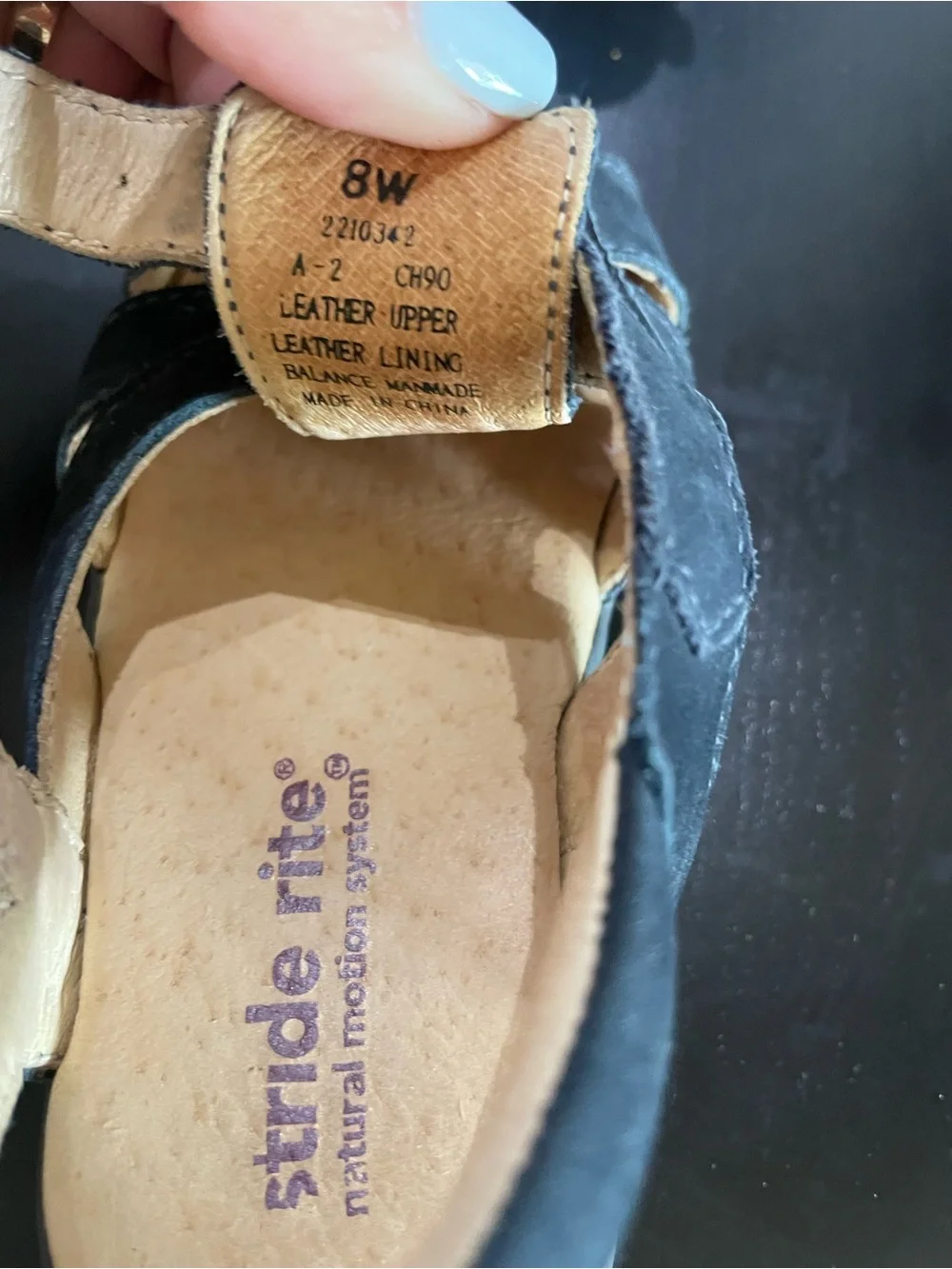 Stride rite Kids Navy suede Sandals Adj Strap walkers fisherman shoes sz 8W